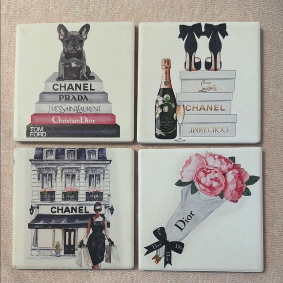 Chanel and Dior Lux Designer Themed Decorative Coasters - Picture 1 of 5